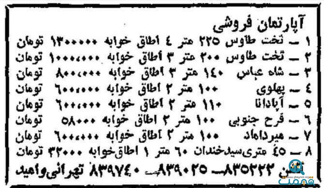 وضعیت عجیب سکه و آپارتمان و لبنیات در پائیز ۱۳۵۳ +قیمت و جزئیات